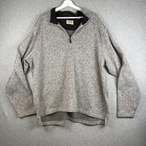 Wrangler Authentics Men’s 2XL Sweater Long Sleeve Gray 1/4 Zip Pullover